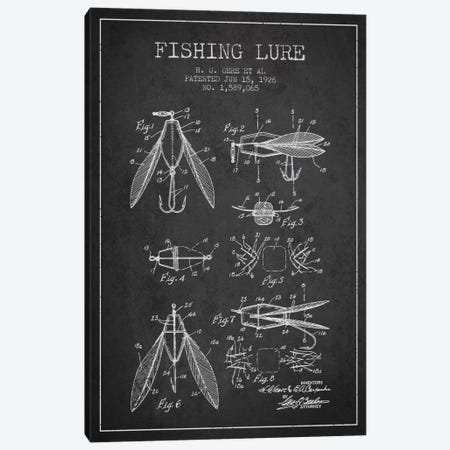 Fishing Lure Charcoal Patent Blueprint Canvas Print #ADP1264} by Aged Pixel Canvas Print