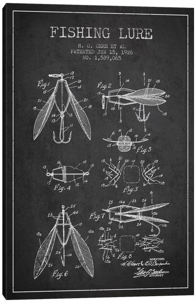 Fishing Lure Charcoal Patent Blueprint Canvas Art Print - Sports Blueprints