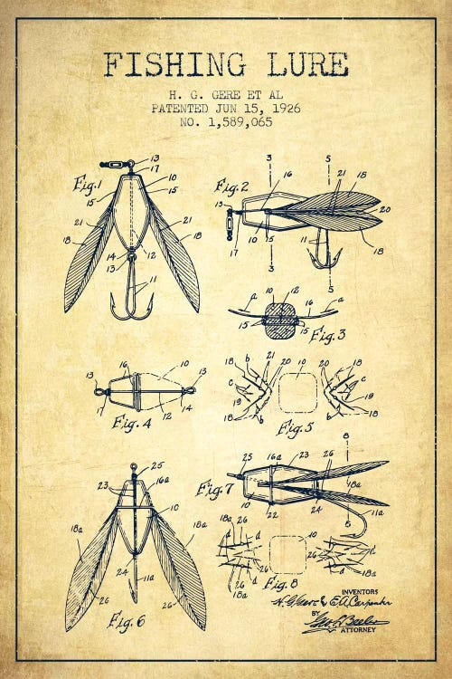 Fishing Lure Vintage Patent Blueprint