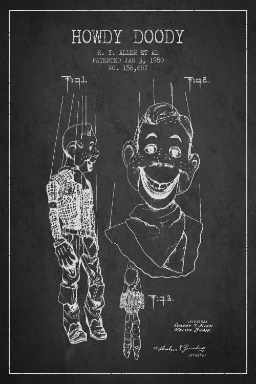 Howdy Doody Dark Patent Blueprint