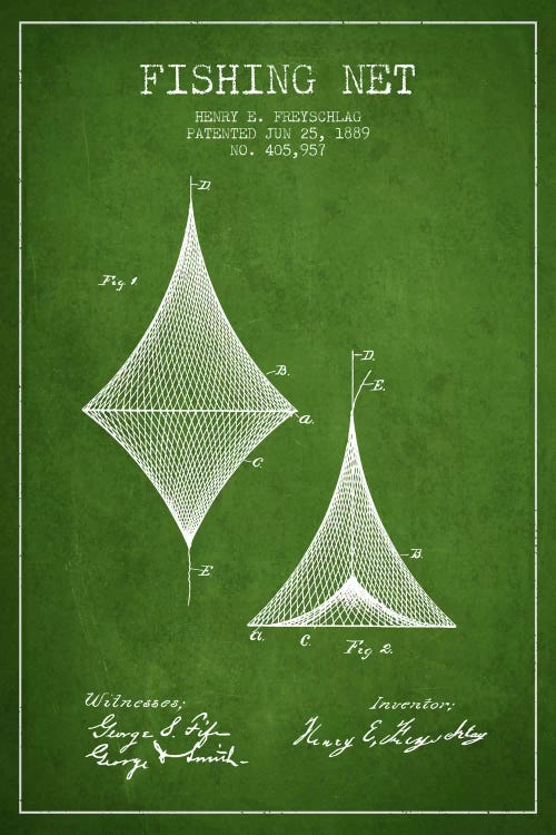 Fishing Net Green Patent Blueprint