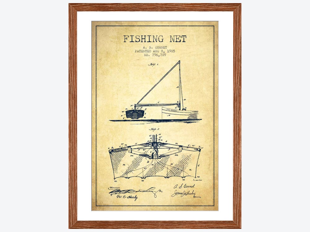 Fishing Net Patent from 1905- Vintage Canvas Print / Canvas Art by Aged  Pixel - Pixels Canvas Prints