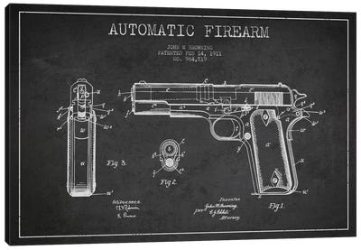 Auto Firearm Charcoal Patent Blueprint Canvas Art Print - Aged Pixel