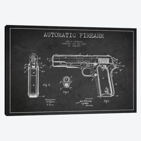Auto Firearm Charcoal Patent Blueprint Canvas Print #ADP1284} by Aged Pixel Art Print