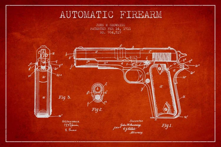Auto Firearm Red Patent Blueprint
