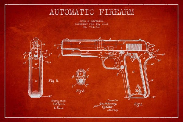 Auto Firearm Red Patent Blueprint