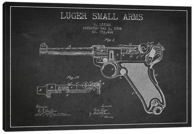 Lugar Arms Charcoal Patent Blueprint Canvas Art Print - Weapons & Artillery Art