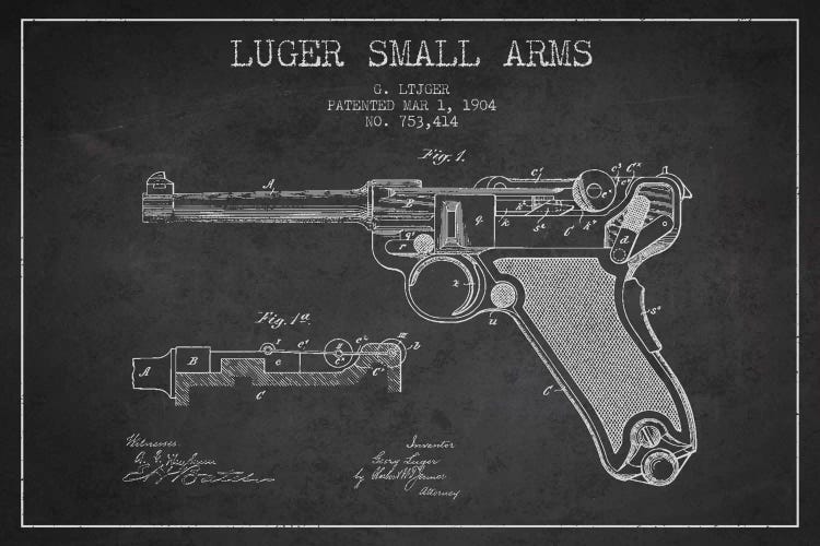Lugar Arms Charcoal Patent Blueprint