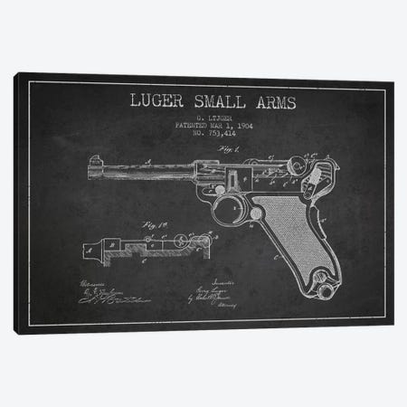 Lugar Arms Charcoal Patent Blueprint Canvas Print #ADP1289} by Aged Pixel Canvas Wall Art