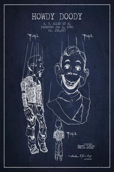 Howdy Doody Navy Blue Patent Blueprint