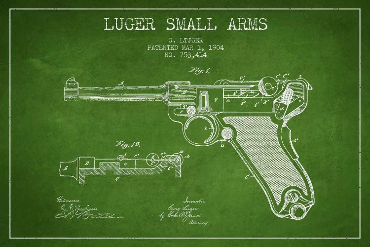Lugar Arms Green Patent Blueprint by Aged Pixel wall art
