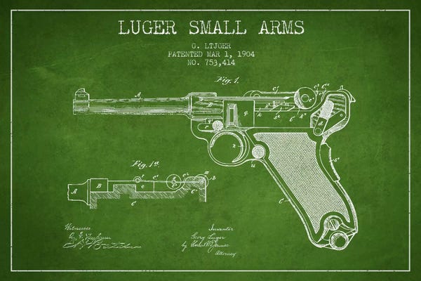 Weapon Blueprints: Lugar Arms Green Patent Blueprint by Aged Pixel