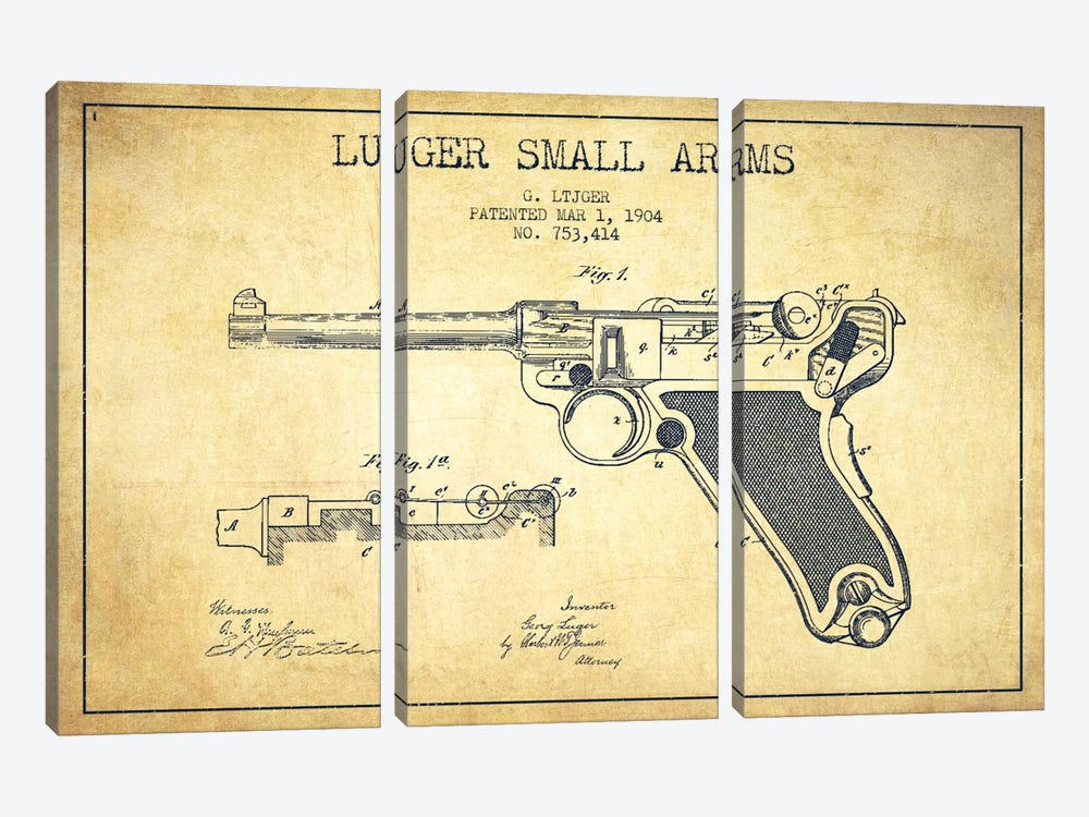 Lugar Arms Vintage Patent Blueprint by Aged Pixel 3-piece Art Print