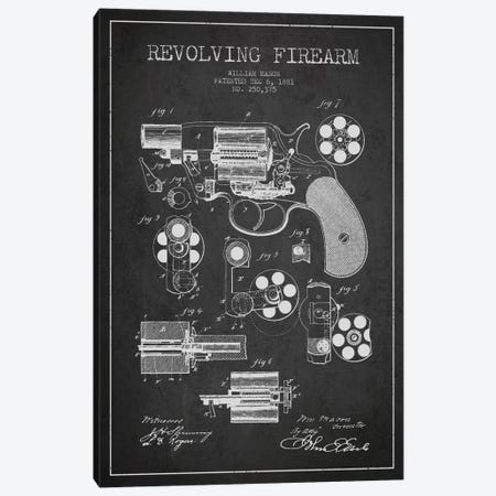 Revolving Firearm Charcoal Patent Blueprint Canvas Print #ADP1299} by Aged Pixel Canvas Print
