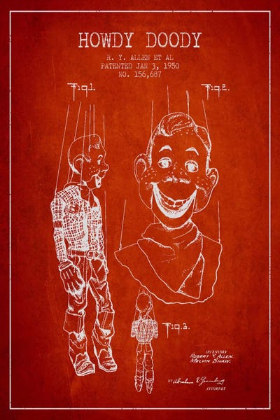 Toy & Game Blueprints: Howdy Doody Red Patent Blueprint by Aged Pixel