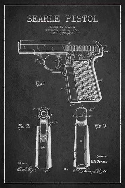 Searle Pistol Charcoal Patent Blueprint