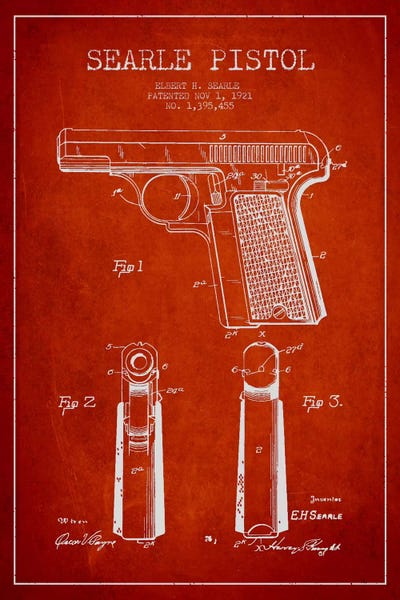 Weapon Blueprints: Searle Pistol Red Patent Blueprint by Aged Pixel