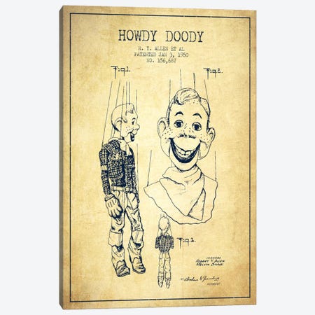 Howdy Doody Vintage Patent Blueprint Canvas Print #ADP130} by Aged Pixel Canvas Art Print