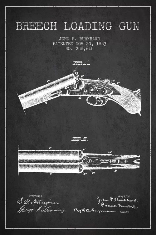 Burkhard Breech Gun Charcoal Patent Blueprint