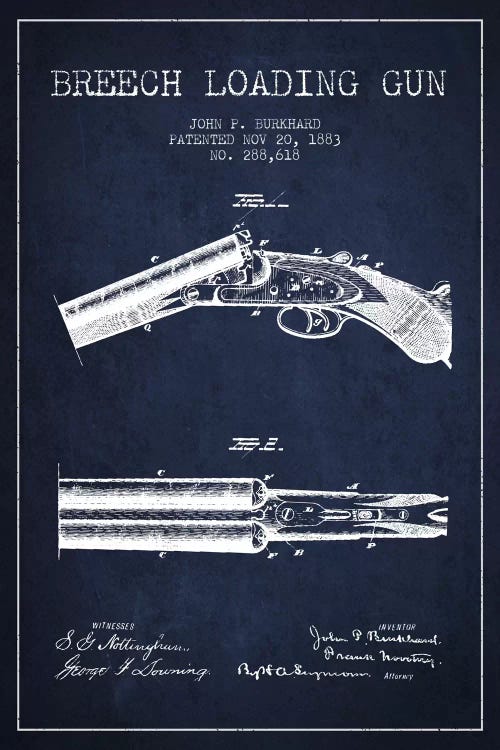 Burkhard Breech Gun Navy Blue Patent Blueprint