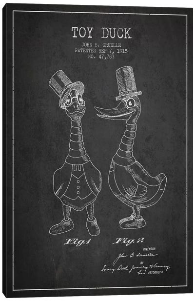 Male Duck Dark Patent Blueprint Canvas Art Print - Toy & Game Blueprints