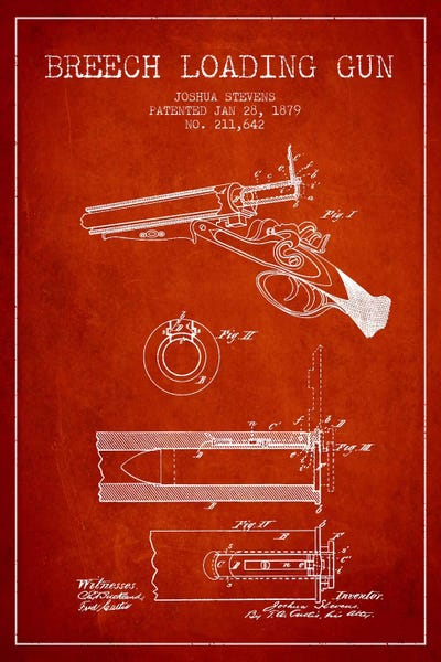 Weapon Blueprints: Stevens Breech Shotgun Red Patent Blueprint by Aged Pixel