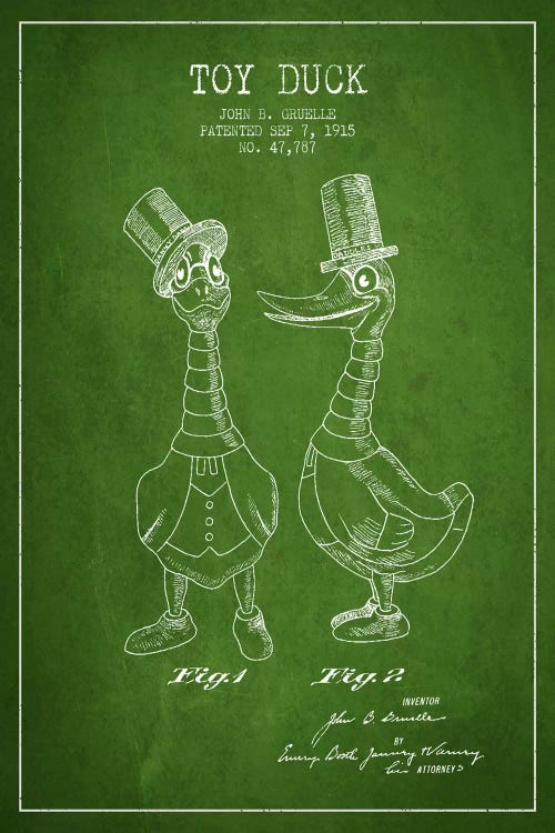 Male Duck Green Patent Blueprint