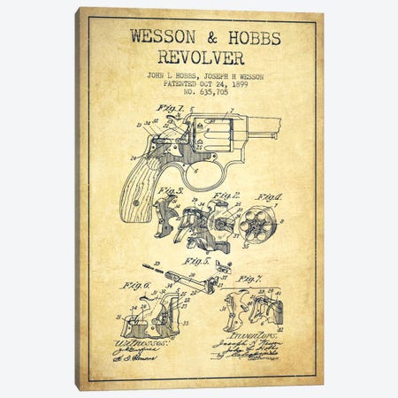 Wesson & Hobbs Revolver Vintage Patent Blueprint Canvas Print #ADP1338} by Aged Pixel Canvas Artwork