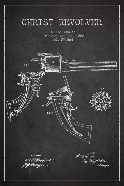 Christ Revolver Charcoal Patent Blueprint