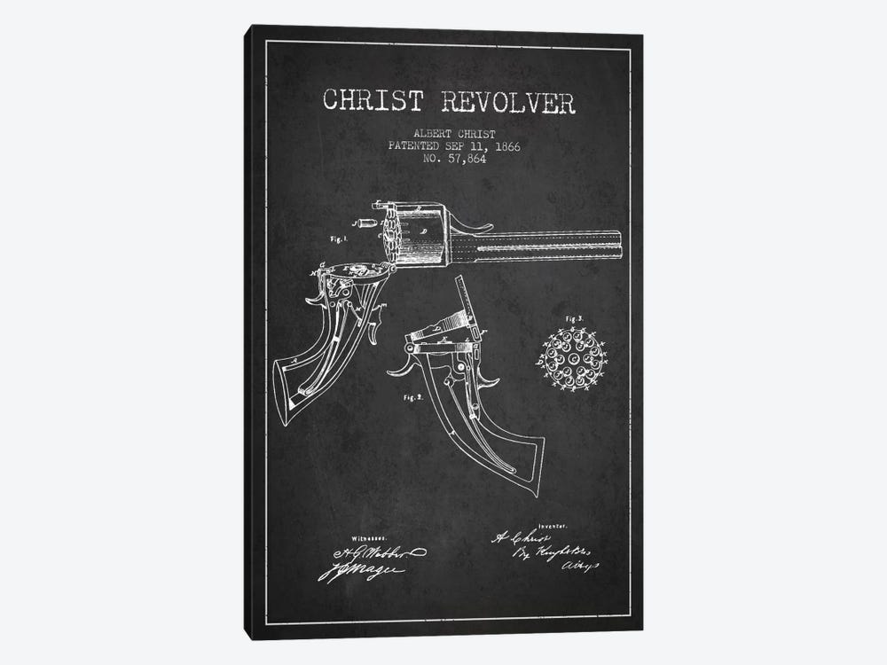 Christ Revolver Charcoal Patent Blueprint by Aged Pixel 1-piece Canvas Artwork