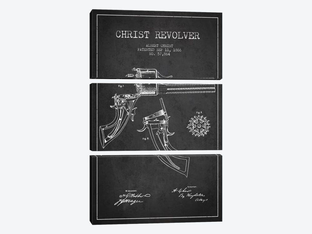 Christ Revolver Charcoal Patent Blueprint by Aged Pixel 3-piece Canvas Art