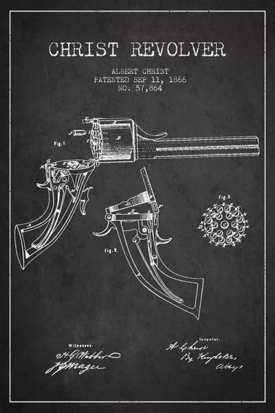 Weapon Blueprints: Christ Revolver Charcoal Patent Blueprint by Aged Pixel