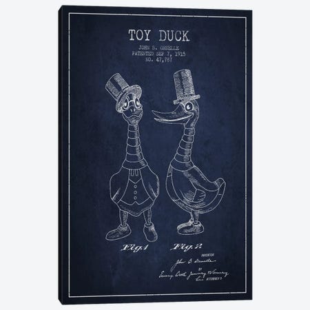 Male Duck Navy Blue Patent Blueprint Canvas Print #ADP133} by Aged Pixel Canvas Print