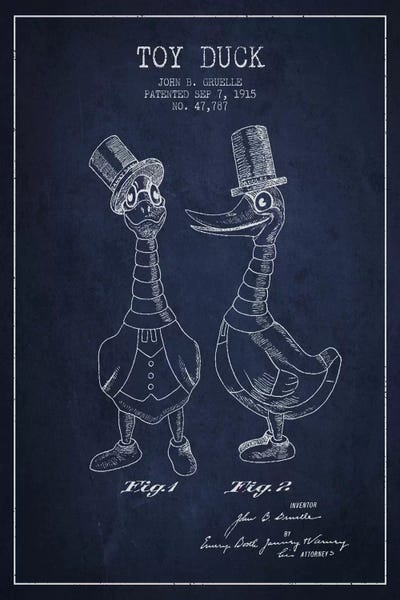 Aged Pixel: Male Duck Navy Blue Patent Blueprint by Aged Pixel