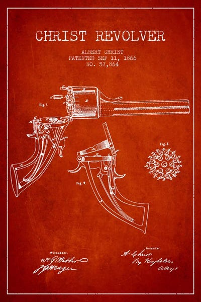 Weapon Blueprints: Christ Revolver Red Patent Blueprint by Aged Pixel