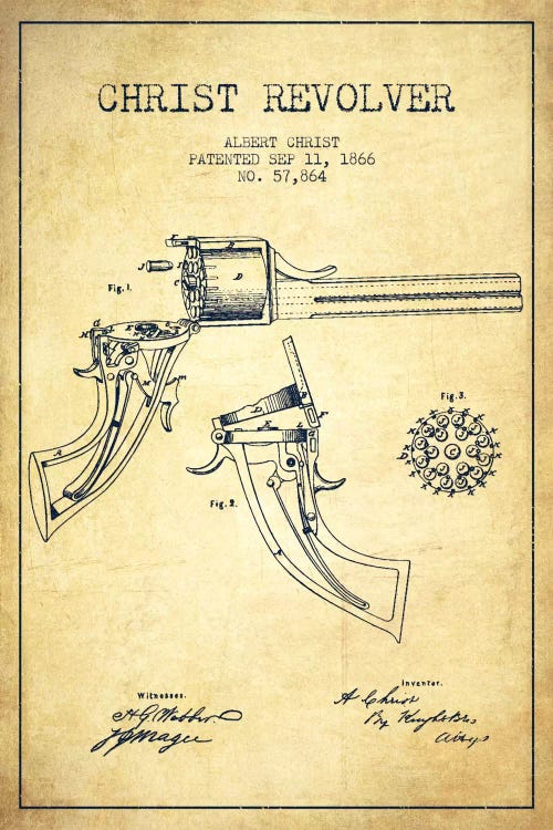 Christ Revolver Vintage Patent Blueprint