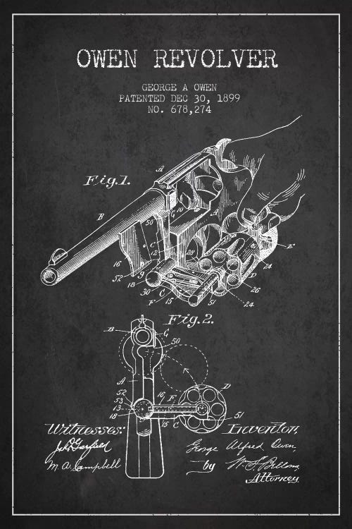 Owen Revolver Charcoal Patent Blueprint