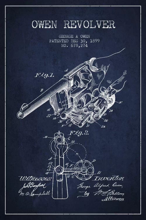 Owen Revolver Navy Blue Patent Blueprint