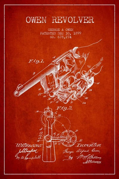 Weapon Blueprints: Owen Revolver Red Patent Blueprint by Aged Pixel