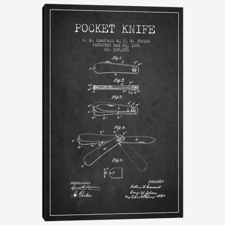 Pocket Knife Charcoal Patent Blueprint Canvas Print #ADP1349} by Aged Pixel Art Print