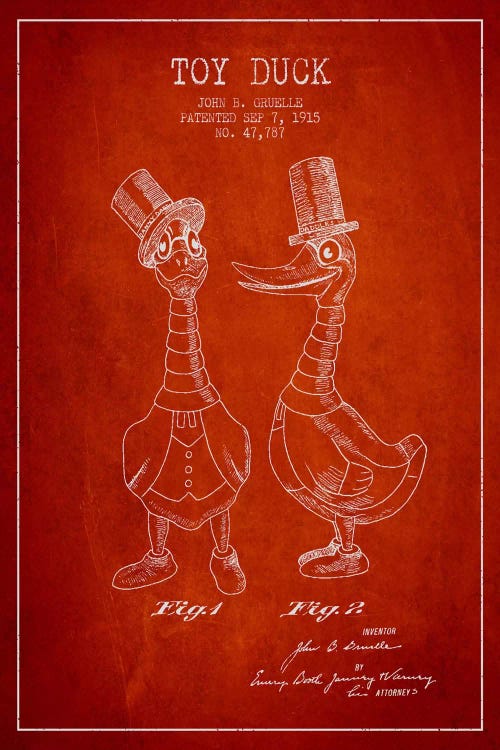 Male Duck Red Patent Blueprint