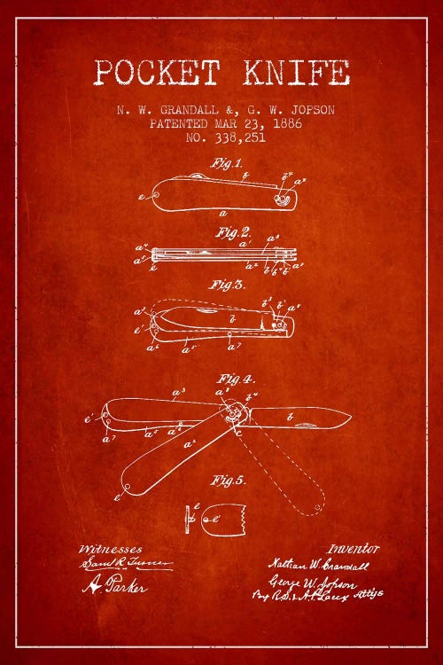Pocket Knife Red Patent Blueprint