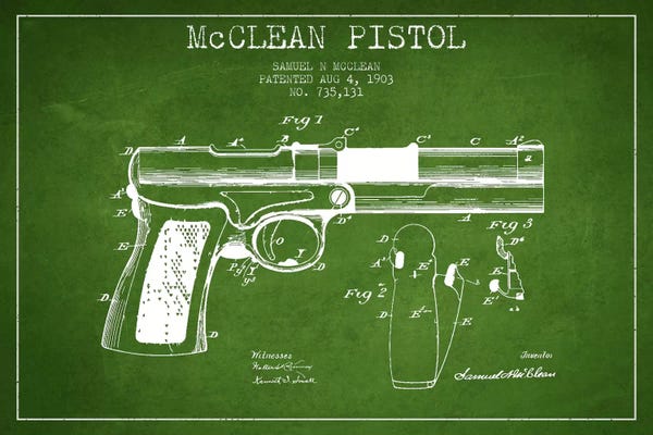 Weapon Blueprints: McClean Pistol Green Patent Blueprint by Aged Pixel