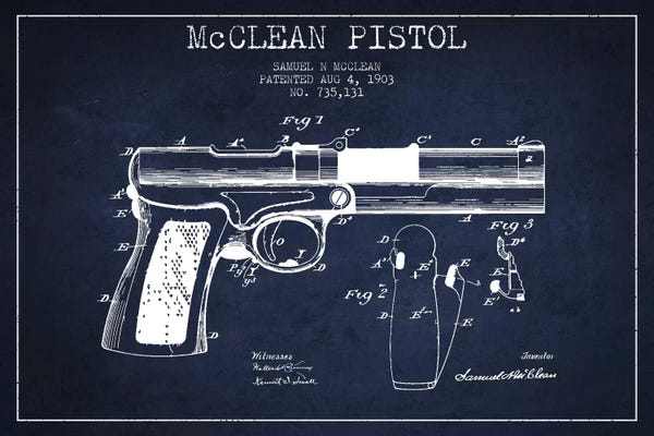 Weapon Blueprints: McClean Pistol Navy Blue Patent Blueprint by Aged Pixel