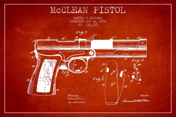 Weapon Blueprints: McClean Pistol Red Patent Blueprint by Aged Pixel