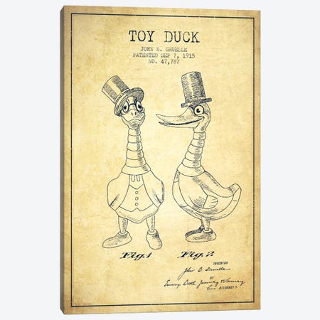 Male Duck Vintage Patent Blueprint Canvas Print #ADP135} by Aged Pixel Canvas Art