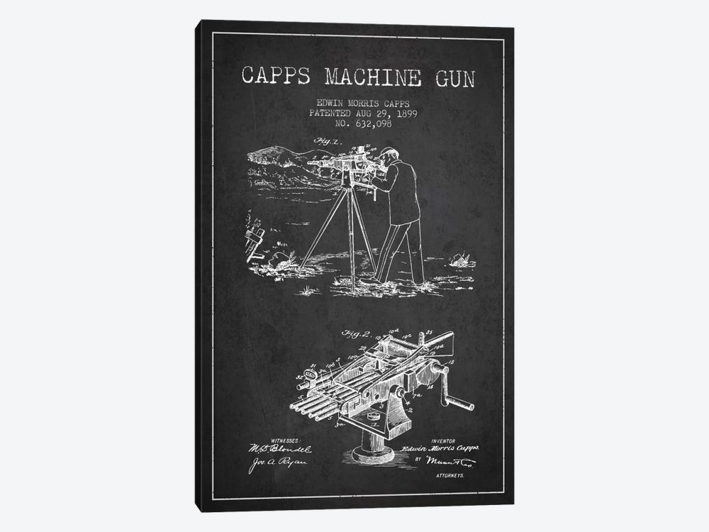 Capps M Gun Charcoal Patent Blueprint by Aged Pixel 1-piece Canvas Artwork