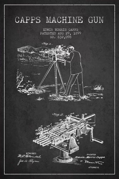 Weapon Blueprints: Capps M Gun Charcoal Patent Blueprint by Aged Pixel