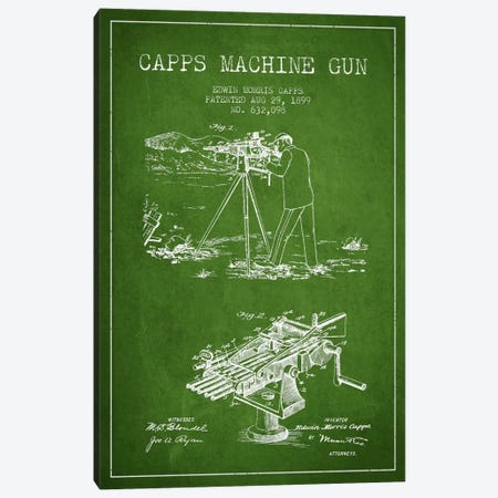 Capps M Gun Green Patent Blueprint Canvas Print #ADP1365} by Aged Pixel Canvas Art