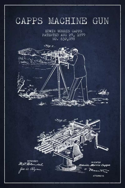Weapon Blueprints: Capps M Gun Navy Blue Patent Blueprint by Aged Pixel